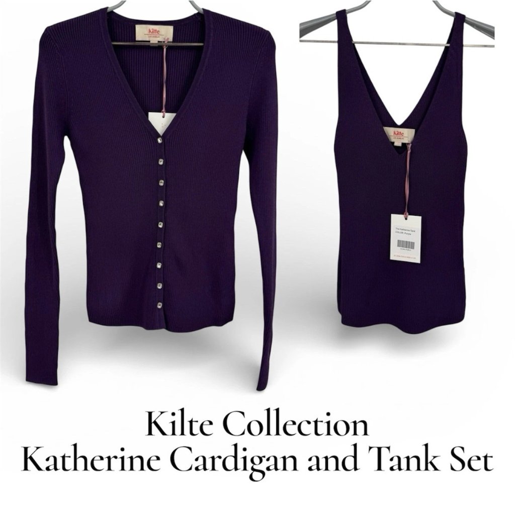 Kilte Collection The Katherine Tank And Cardigan Matching Set Size 1 S Plum